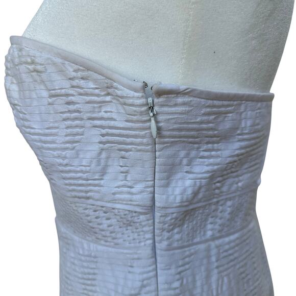 Tibi Strapless White Textured A-Line Dress - Size 6 - Picture 6 of 10